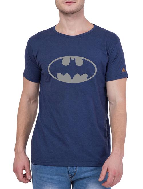 navy blue cotton chest print tshirt - 14455669 - Standard Image - 1