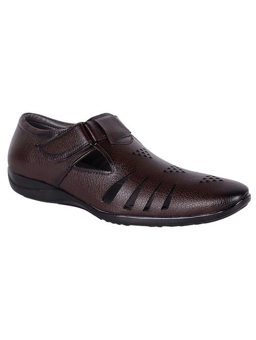 brown faux leather slip on sandals - 14455820 - Standard Image - 1