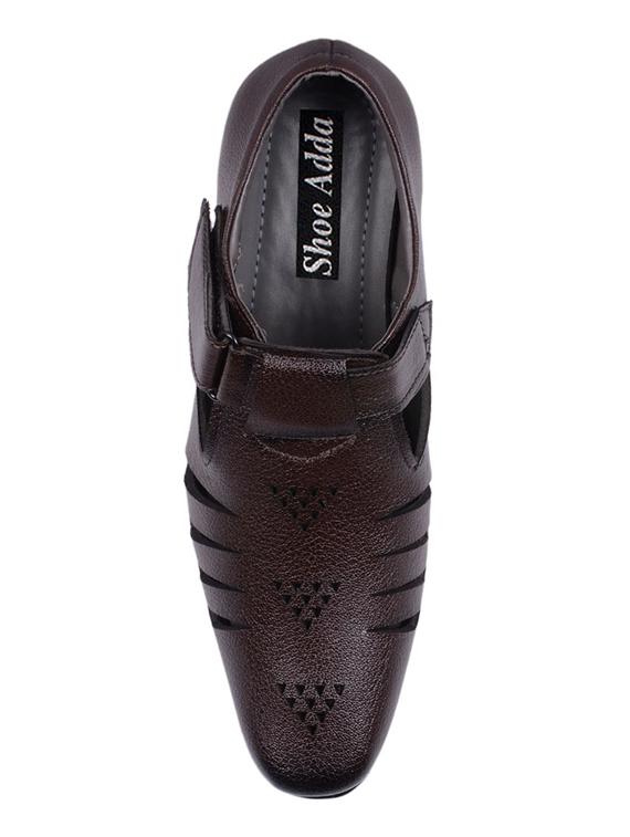 brown faux leather slip on sandals - 14455820 - Zoom Image - 4