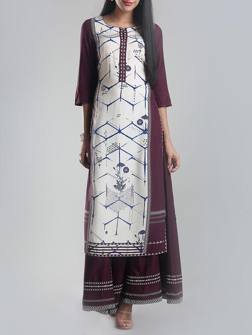 white viscose straight kurta - 14456328 - Very Small Image - 1