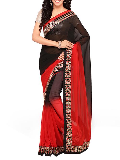 black georgette ombre saree - 14456433 - Very Small Image - 1