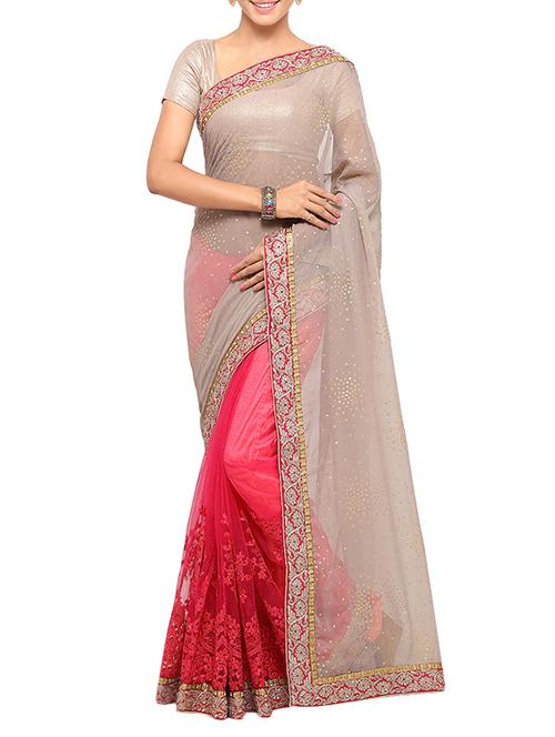 multi colored net embroidered saree - 14456441 - Very Small Image - 1