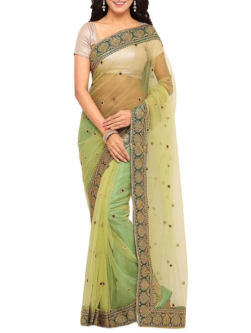 green net embroidered saree - 14456461 - Very Small Image - 1