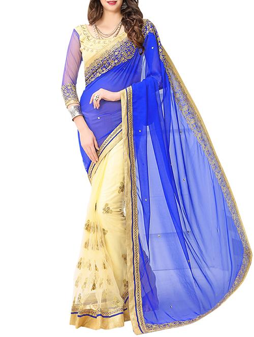blue georgette embroidered saree - 14456470 - Very Small Image - 1