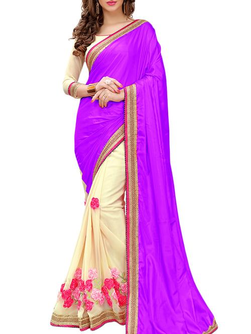 purple half and half saree - 14456496 - Very Small Image - 1
