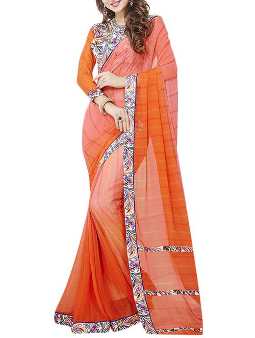 orange printed saree - 14456503 - Very Small Image - 1