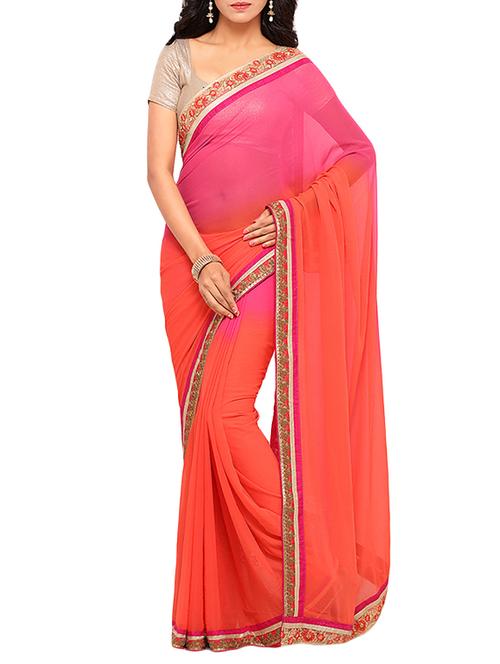 multi colored georgette ombre saree - 14456524 - Very Small Image - 1