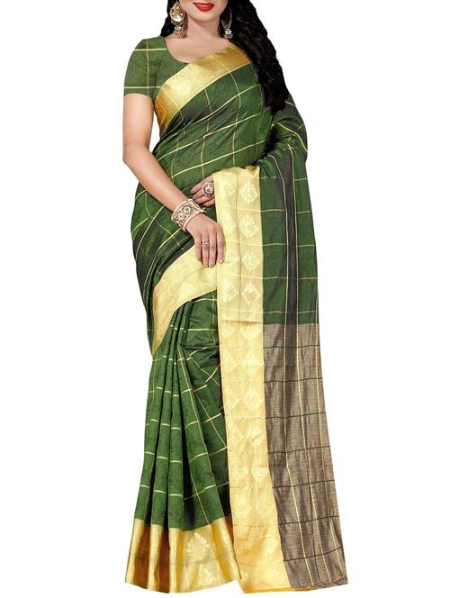 mehandi cotton silk woven saree with blouse - 14456539 - Very Small Image - 1