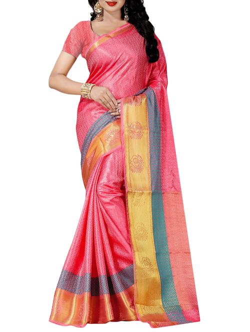 peach cotton silk woven saree with blouse - 14456578 - Very Small Image - 1
