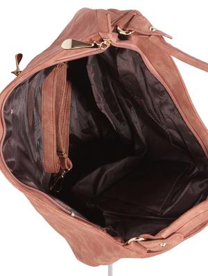 brown leatherette hobo handbag - 14456721 - Standard Image - 3