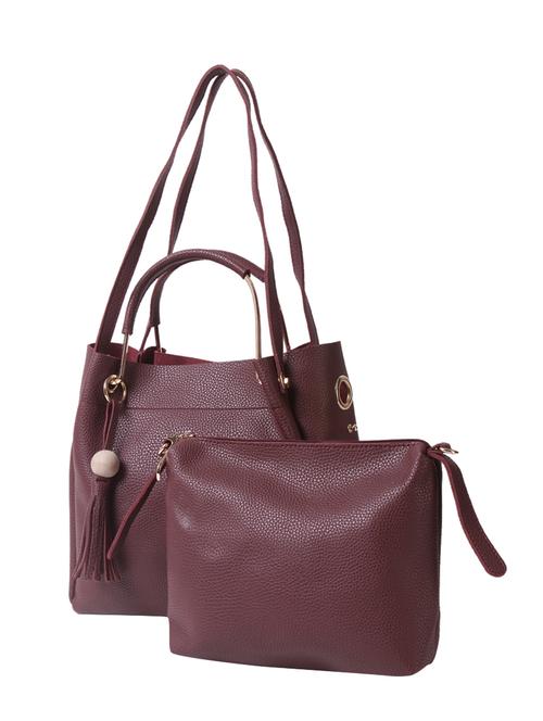 maroon leatherette regular handbag - 14456744 - Standard Image - 1