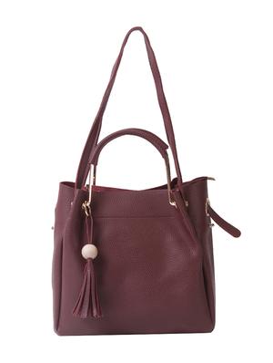 maroon leatherette regular handbag - 14456744 - Standard Image - 2