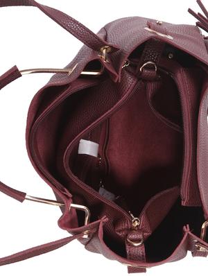 maroon leatherette regular handbag - 14456744 - Standard Image - 4