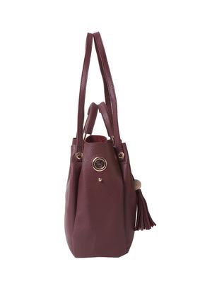 maroon leatherette regular handbag - 14456744 - Standard Image - 5