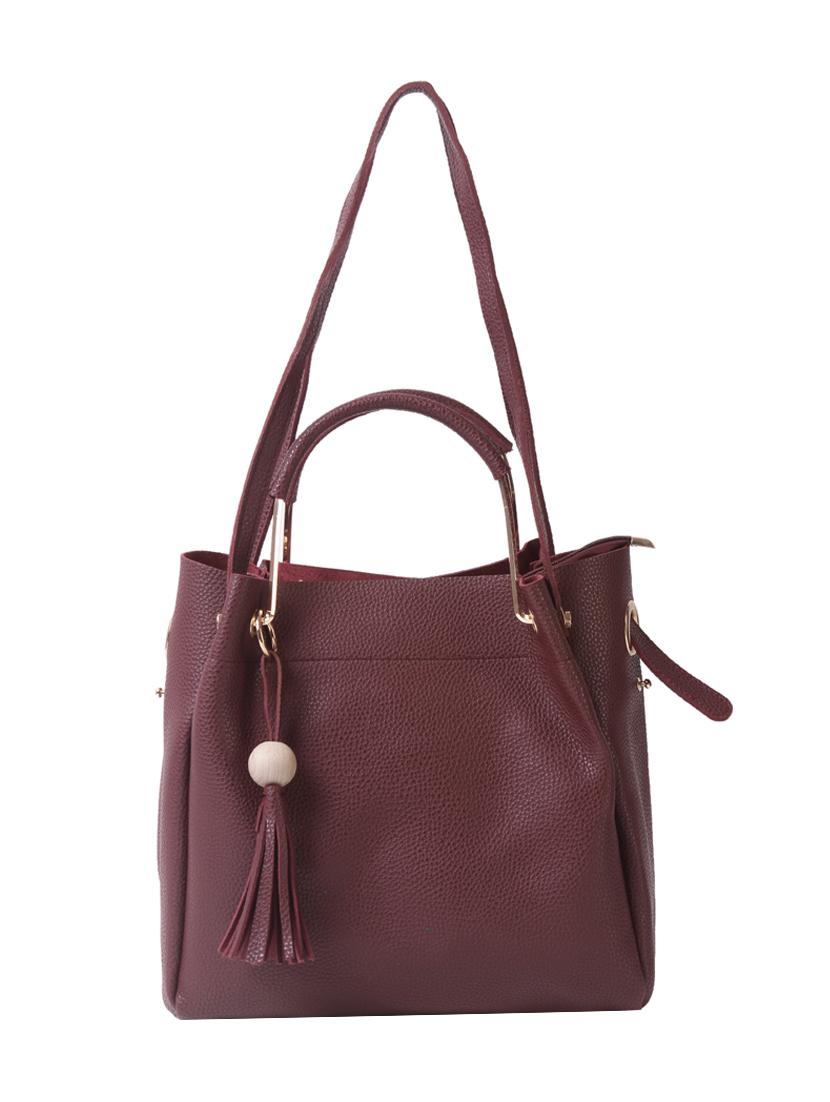 maroon leatherette regular handbag - 14456744 - Zoom Image - 2