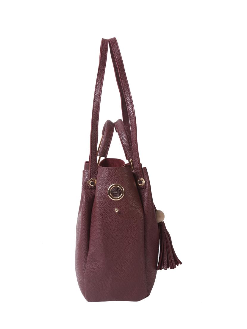 maroon leatherette regular handbag - 14456744 - Zoom Image - 5