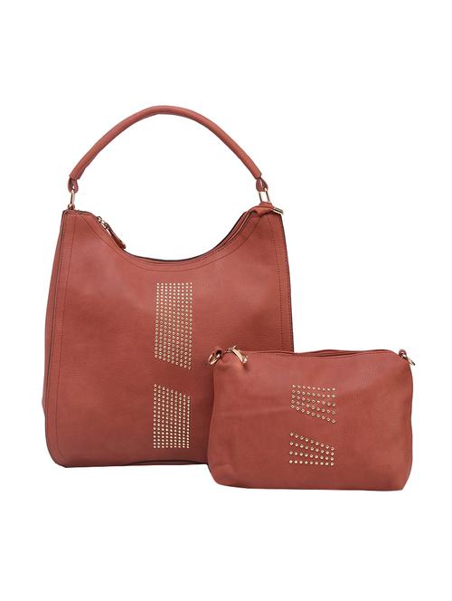 brown leatherette hobo handbag - 14456769 - Standard Image - 1