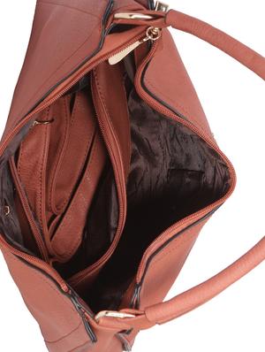 brown leatherette hobo handbag - 14456769 - Standard Image - 4
