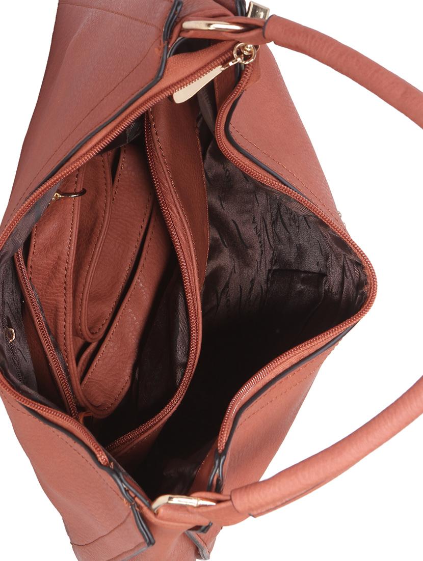 brown leatherette hobo handbag - 14456769 - Zoom Image - 4
