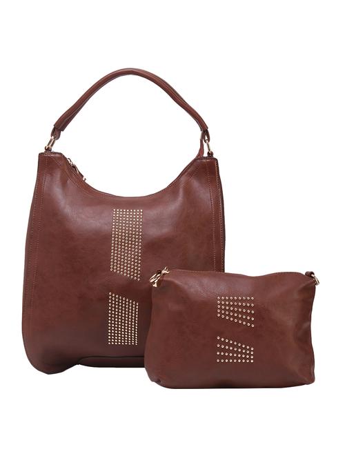 brown leatherette hobo handbag - 14456770 - Very Small Image - 1