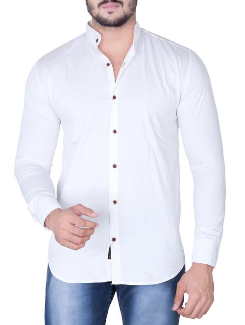 white cotton blend casual shirt - 14457048 - Very Small Image - 1