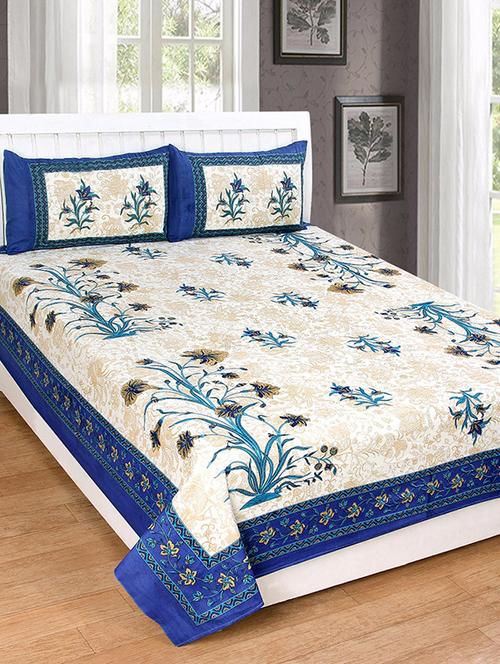 Jaipuri Printed Cotton Double Bedsheets with 2 Pillow covers - 14457050 - Very Small Image - 1