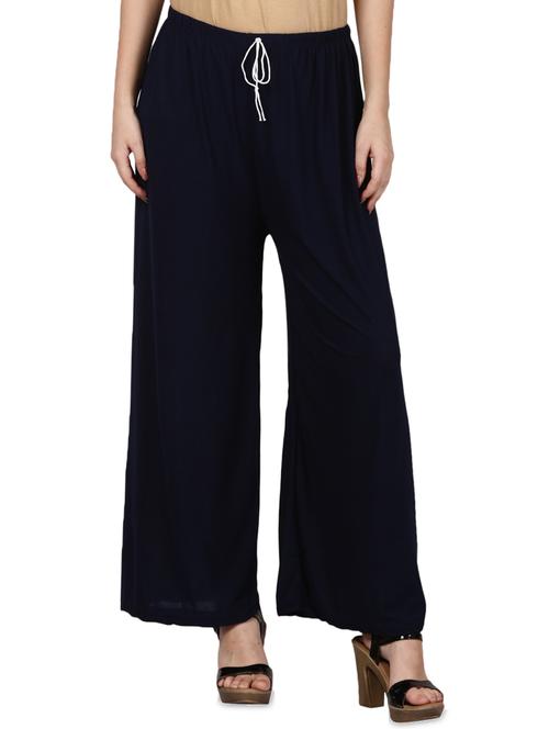 navy blue rayon palazzo - 14457116 - Very Small Image - 1