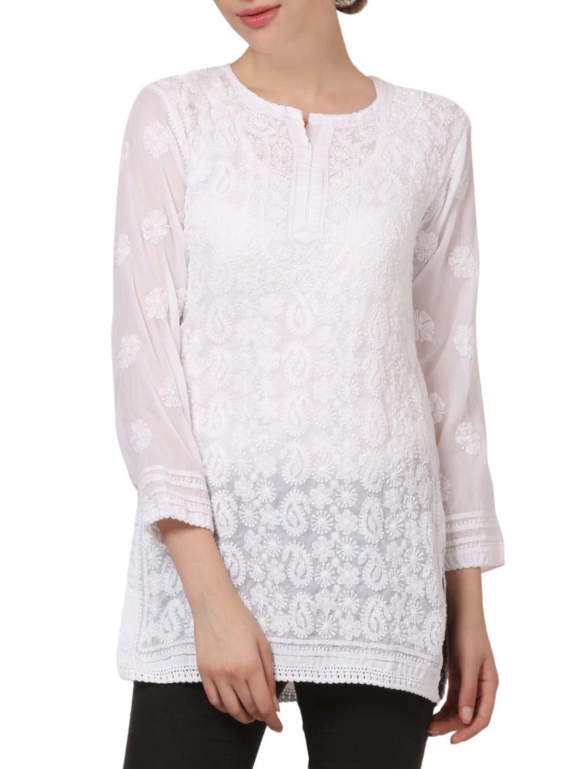 white cotton straight kurti