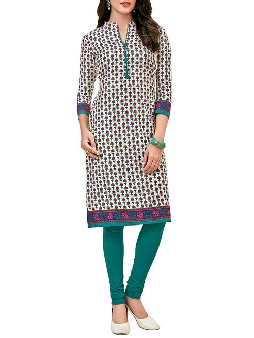 multicolour cotton straight kurta (unstitched) - 14457593 - Very Small Image - 1