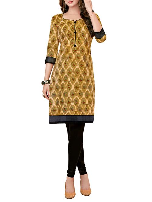 brown cotton straight kurta (unstitched) - 14457602 - Very Small Image - 1