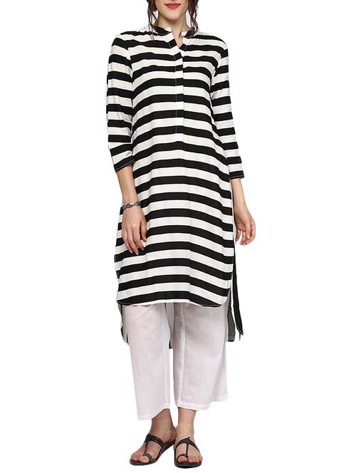black crepe straight kurti - 14457641 - Very Small Image - 1