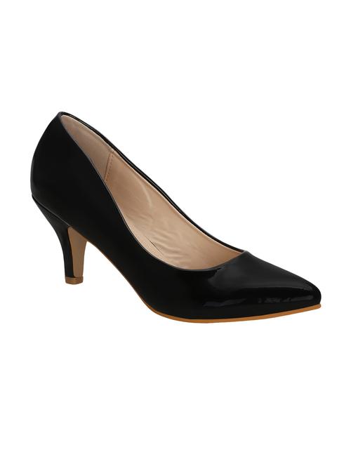 black faux leather slip on pumps - 14457836 - Standard Image - 1
