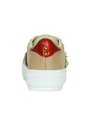 beige faux leather laceup sneakers - 14457873 - Standard Image - 3