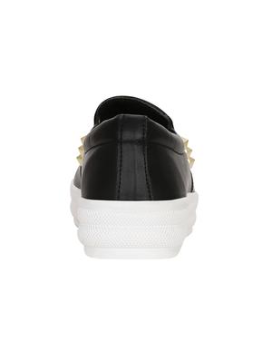 black faux leather plimsolls sneakers - 14457875 - Standard Image - 3
