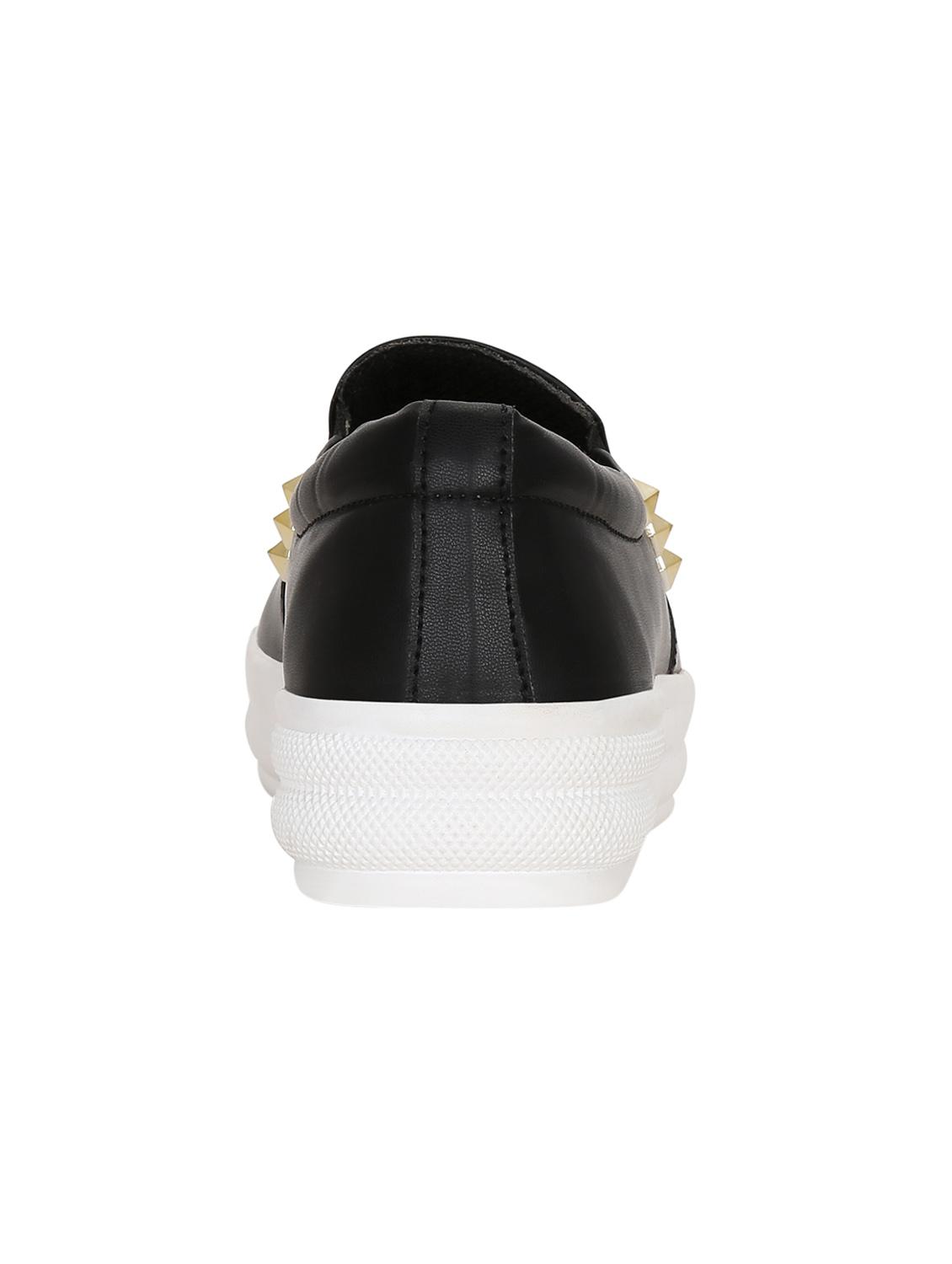 black faux leather plimsolls sneakers - 14457875 - Zoom Image - 3