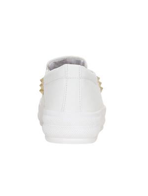 white faux leather plimsolls sneakers - 14457876 - Standard Image - 3