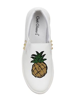 white faux leather plimsolls sneakers - 14457876 - Standard Image - 4