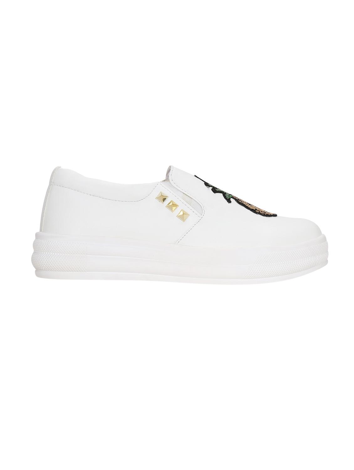 white faux leather plimsolls sneakers - 14457876 - Zoom Image - 2