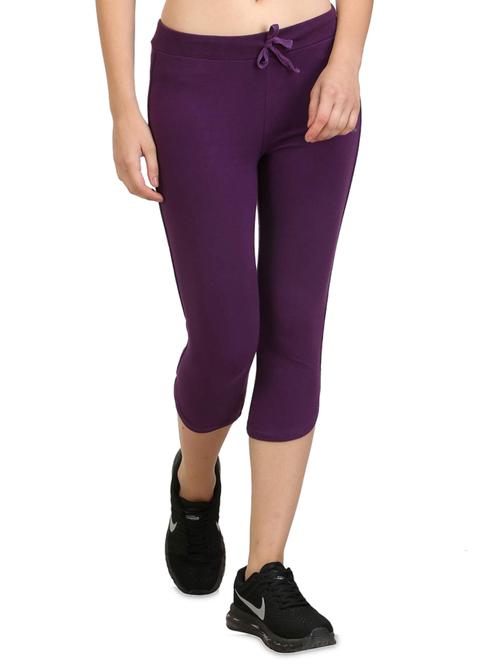 Purple cotton blend sports capri - 14457899 - Very Small Image - 1