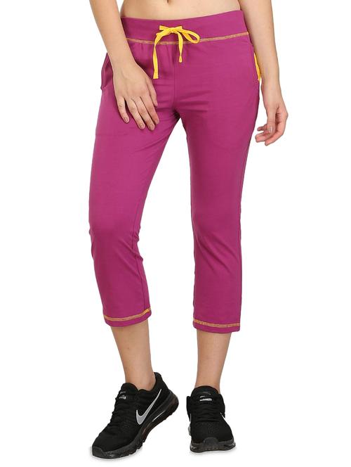 Purple cotton blend sports capri - 14457912 - Standard Image - 1