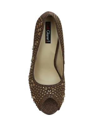 copper faux leather slip on sandals - 14457927 - Standard Image - 4