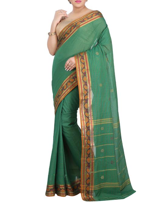 green cotton silk chettinad saree - 14457962 - Very Small Image - 1