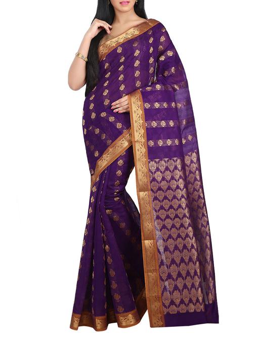 blue cotton silk chettinad saree with blouse - 14457980 - Very Small Image - 1