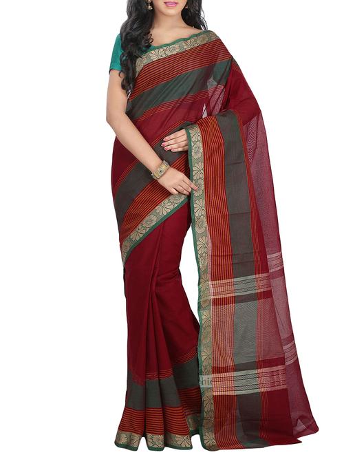 red cotton chettinad saree - 14457997 - Standard Image - 1