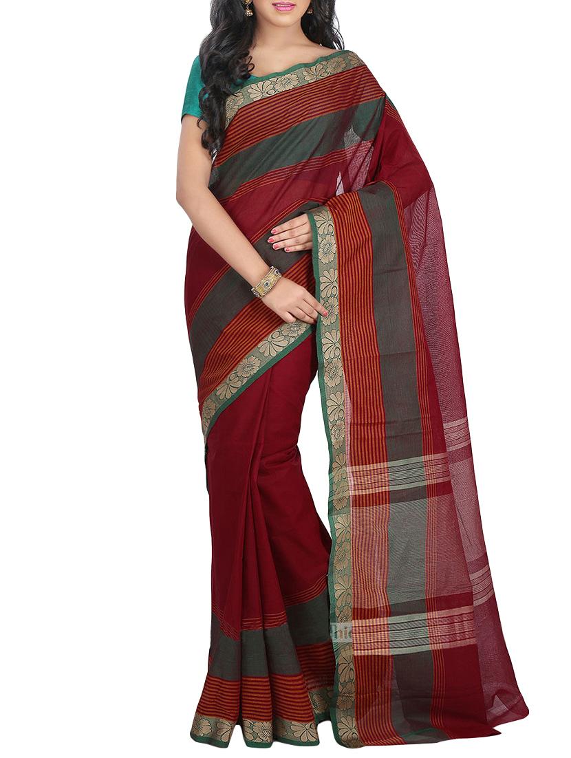 red cotton chettinad saree - 14457997 - Zoom Image - 1