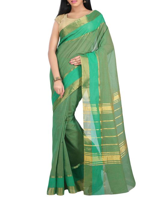 green cotton chettinad saree - 14458010 - Very Small Image - 1