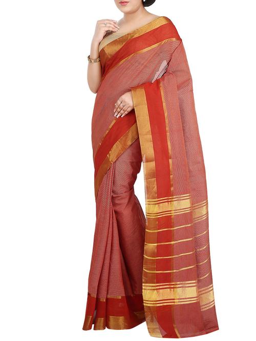 red cotton chettinad saree - 14458011 - Very Small Image - 1