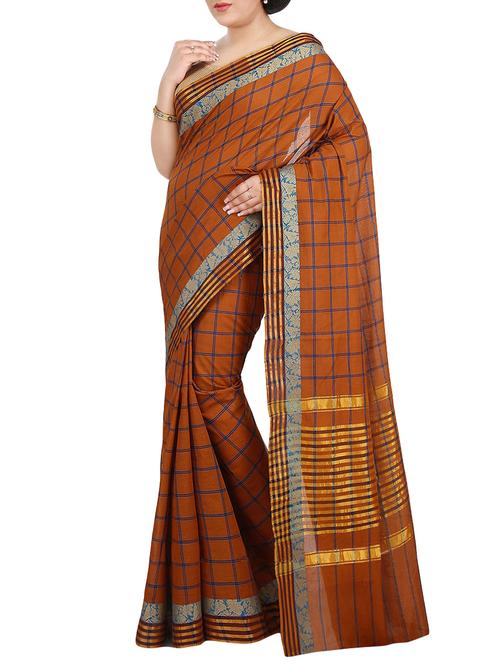 mustard cotton chettinad saree - 14458013 - Very Small Image - 1