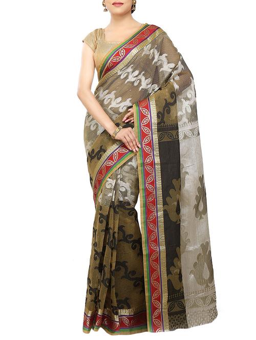 brown cotton chettinad saree - 14458032 - Very Small Image - 1