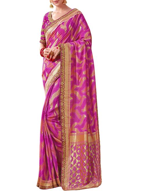 Zari woven saree with blouse - 14458215 - Standard Image - 1